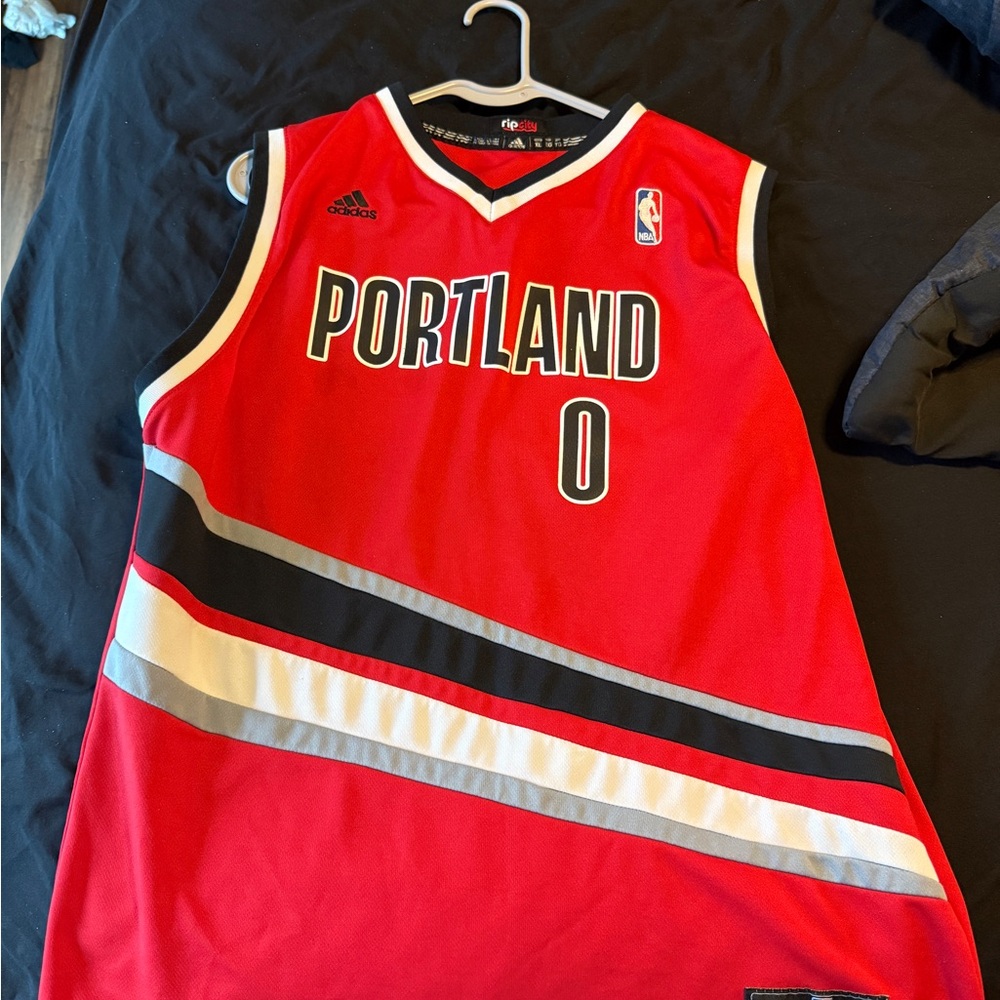 Adidas Portland Red and Black Basketball Jersey